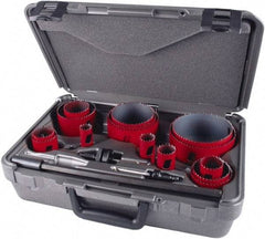 M.K. MORSE - 19 Piece, 3/4" to 4-1/2" Saw Diam, Industrial Hole Saw Kit - Bi-Metal, Toothed Edge, Pilot Drill Model No. MAPD301, Includes 5 Hole Saws - Best Tool & Supply