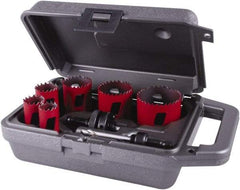 M.K. MORSE - 8 Piece, 3/4" to 2-1/4" Saw Diam, Plumber's Hole Saw Kit - Bi-Metal, Toothed Edge, Pilot Drill Model No. MAPD301, Includes 2 Hole Saws - Best Tool & Supply