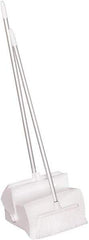 Remco - 14" Wide x 7-1/8" Deep x 47-1/2" High Upright Dustpan with Broom - Plastic Body, 37" Aluminum Handle, White - Best Tool & Supply