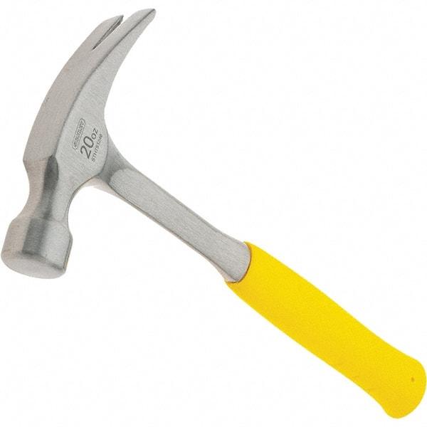 Stanley - 20 oz Head, Curved Claw Hammer - 12.91" OAL, Steel Head, 1.1" Face Diam, Smooth Face, Steel Handle with Grip - Best Tool & Supply