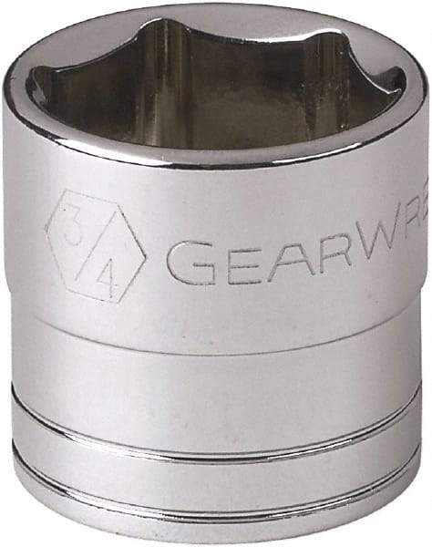 GearWrench - 3/4", 3/8" Drive, Standard Hand Socket - 6 Points, 0.984" OAL, Alloy Steel, Full Polish Finish - Best Tool & Supply