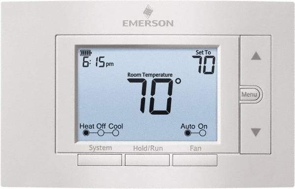 White-Rodgers - 50 to 99°F, 4 Heat, 2 Cool, Digital Programmable Multi-Stage Thermostat - 20 to 30 Volts, 1.77" Inside Depth x 1.77" Inside Height x 5-1/4" Inside Width, Horizontal Mount - Best Tool & Supply