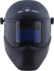 Save Phace - 3.82" Window Width x 1.85" Window Height, 4, 9 to 13 Shade Auto-Darkening Lens, Fixed Front Welding Helmet - Black, Nylon Green Lens - Best Tool & Supply