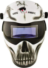 Save Phace - 3.62" Window Width x 1.42" Window Height, 3 to 10 Shade Auto-Darkening Lens, Fixed Front Welding Helmet - Black/White/Gray, Nylon Green Lens - Best Tool & Supply