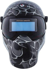 Save Phace - 3.62" Window Width x 1.42" Window Height, 3 to 10 Shade Auto-Darkening Lens, Fixed Front Welding Helmet - Black/Gray, Nylon Green Lens - Best Tool & Supply