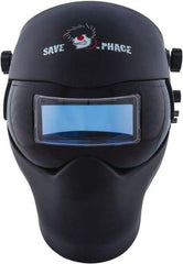 Save Phace - 3.74" Window Width x 1.38" Window Height, 4, 9 to 13 Shade Auto-Darkening Lens, Fixed Front Welding Helmet - Black, Nylon Green Lens - Best Tool & Supply