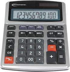 innovera - 12-Digit LCD 4 Function Financial Calculator - 21mm Display Size, Silver & Black, Solar & Battery Powered, 6-1/2" Long x 8-3/4" Wide - Best Tool & Supply