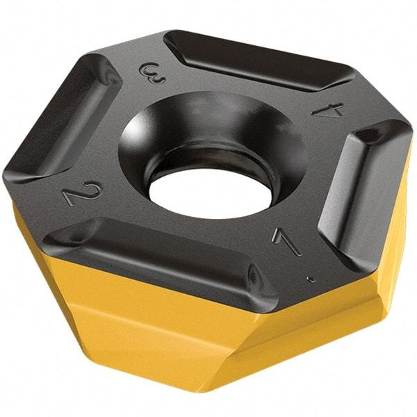 Iscar - IQ845 SYHU0503 ADTN Grade IC810 Carbide Milling Insert - AlTiN/TiN Finish, 0.12" Thick, 0.36" Inscribed Circle, 0.02" Corner Radius - Best Tool & Supply