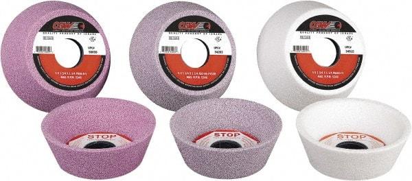 Camel Grinding Wheels - 5" Diam, 1-1/4" Hole Size, 1-3/4" Overall Thickness, 46 Grit, Type 11 Tool & Cutter Grinding Wheel - Medium Grade, Aluminum Oxide, H Hardness, Vitrified Bond - Best Tool & Supply