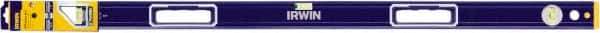 Irwin - Magnetic 48" Long 3 Vial Box Beam Level - Aluminum, Blue/Yellow, 1 Level & 2 Plumb Vials - Best Tool & Supply