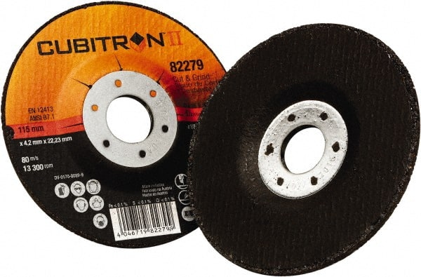 3M - 36 Grit, 4-1/2" Diam x 1/8" Thick x 7/8" Arbor, Type 27 Depressed Center Wheel - Best Tool & Supply