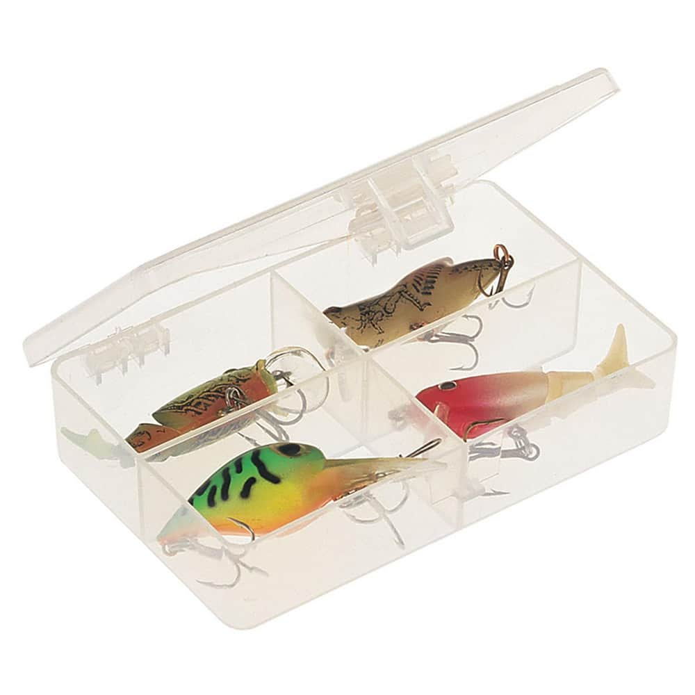 Small Parts Boxes & Organizers; Product Type: Compartment Box; Lock Type: Tension Latch; Width (Inch): 3; Depth (Inch): 1; Number of Dividers: 0; Removable Dividers: No; Color: Clear; Features: 4 Fixed Compartments; Number Of Compartments: 4; Depth (Decim