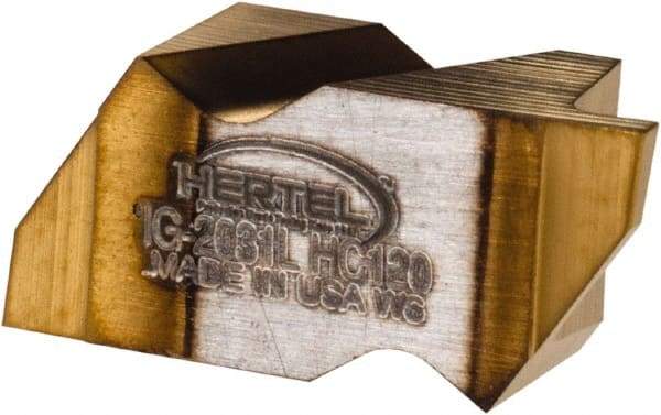 Hertel - 2031IG Grade HC120, 0.79mm Cutting Width Carbide Grooving Insert - 1.27mm Max Depth of Cut, Left Hand, TiN Finish - Best Tool & Supply