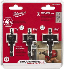 Milwaukee Tool - 3 Piece, 7/8" to 1-3/8" Saw Diam, Impact Rated Hole Saw Kit - Bi-Metal, Toothed Edge, Includes 3 Hole Saws - Best Tool & Supply