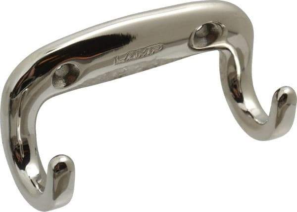 Sugatsune - 3-1/2" Wide x 1-3/8" High x 13/64" Thick, Dbl. Wall Hook - 1" Projection, Polished - Best Tool & Supply