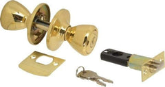 Value Collection - Bright Brass Entry Knob Lockset - 2-3/8" Back Set, 5-Pin Brass Tumbler Cylinder - Best Tool & Supply