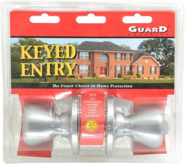 Value Collection - Stainless Steel Entry Knob Lockset - 2-3/8" Back Set, 5-Pin Brass Tumbler Cylinder - Best Tool & Supply