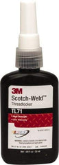 3M - 50 mL Bottle, Red, High Strength Liquid Threadlocker - Series TL71, 24 hr Full Cure Time, Hand Tool, Heat Removal - Best Tool & Supply