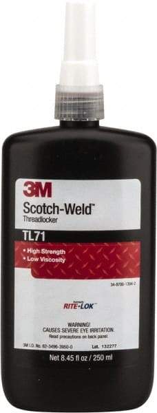 3M - 250 mL, Red, High Strength Liquid Threadlocker - Series TL71, 24 hr Full Cure Time, Hand Tool, Heat Removal - Best Tool & Supply