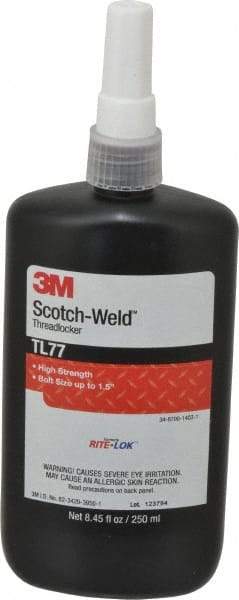 3M - 250 mL, Red, High Strength Liquid Threadlocker - Series TL77, 24 hr Full Cure Time, Hand Tool, Heat Removal - Best Tool & Supply