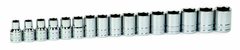 16 Piece - 1/2" Drive - Shallow 6 Point Socket Set on Clip Rail Metric - Best Tool & Supply