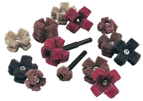 Standard Abrasives - 1-1/2" Diam Medium Density Cross Buff - 2 Plys, 8-32 Thread, Coarse Grade, 20,000 Max RPM - Best Tool & Supply