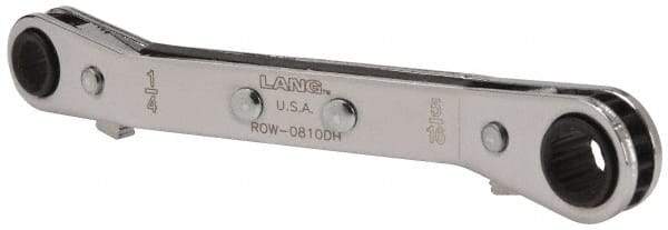 Lang - 1/4" x 5/16" 12 Point Reversible Ratcheting Offset Box Wrench - Double End, 4-1/4" OAL, Steel, 25° Offset - Best Tool & Supply