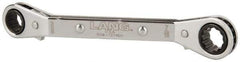 Lang - 3/8" x 7/16" 12 Point Reversible Ratcheting Offset Box Wrench - Double End, 5-7/16" OAL, Steel, 25° Offset - Best Tool & Supply