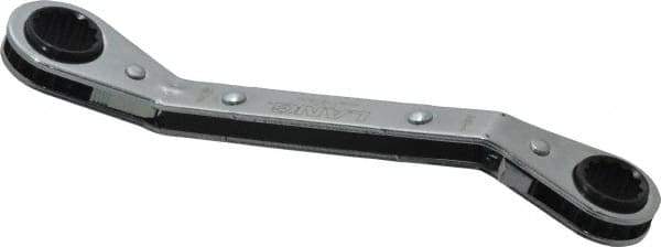 Lang - 1/2" x 9/16" 12 Point Reversible Ratcheting Offset Box Wrench - Double End, 6-3/4" OAL, Steel, 25° Offset - Best Tool & Supply