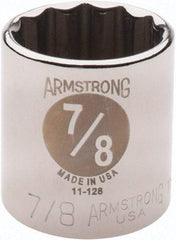 Armstrong - 7/8", 3/8" Drive, Standard Hand Socket - 12 Points, 1-13/64" OAL - Best Tool & Supply