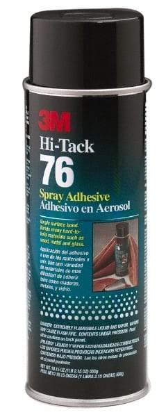 3M - 24 oz Aerosol Clear Spray Adhesive - High Tack, 160°F Heat Resistance, 28 Sq Ft Coverage, High Strength Bond, 10 min Max Bonding Time, Flammable, Series High-Tack 76 - Best Tool & Supply