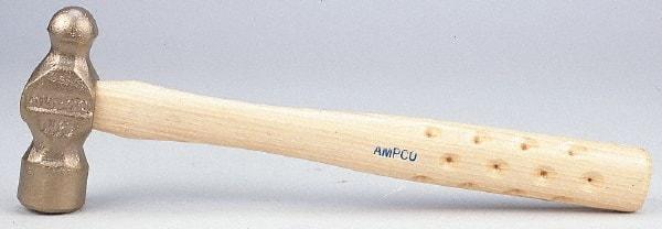 Ampco - 1-1/2 Lb Head Bronze Nonsparking Ball Pein Hammer - Hickory Handle - Best Tool & Supply