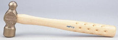 Ampco - 2 Lb Head Bronze Nonsparking Ball Pein Hammer - Hickory Handle - Best Tool & Supply