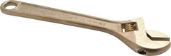 Ampco - 1-1/8" Jaw Capacity, 8" Nonsparking Adjustable Wrench - Aluminum Bronze, Plain Finish - Best Tool & Supply