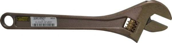 Ampco - 1-1/2" Jaw Capacity, 12" Nonsparking Adjustable Wrench - Aluminum Bronze, Plain Finish - Best Tool & Supply