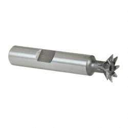 Keo - 1/2" Diam x 1/8" Width of Cut, 45° Included Angle, High Speed Steel Dovetail Cutter - 3/8" Shank Diam, 1-11/16" Shank Length, 2-1/8" Overall Length, Weldon Flat, Uncoated - Best Tool & Supply