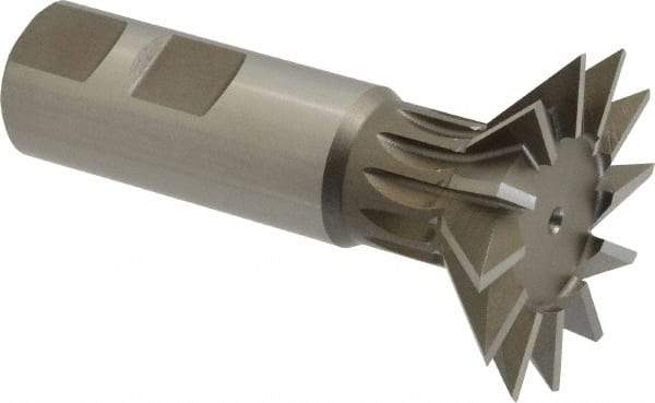 Keo - 1-7/8" Diam x 1/2" Width of Cut, 45° Included Angle, High Speed Steel Dovetail Cutter - 7/8" Shank Diam, 2-1/32" Shank Length, 3-1/4" Overall Length, Weldon Flat, Uncoated - Best Tool & Supply