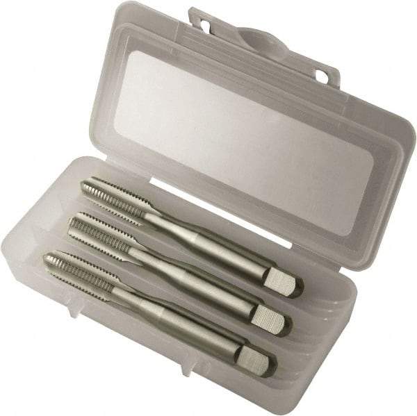 Vermont Tap & Die - #8-36 UNF, 4 Flute, Bottoming, Plug & Taper, Bright Finish, High Speed Steel Tap Set - Right Hand Cut, 2-1/8" OAL, 3/4" Thread Length, 2/2B/3B Class of Fit, Series 3105 - Best Tool & Supply