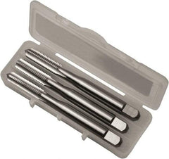 Vermont Tap & Die - #8-32 UNC, 4 Flute, Bottoming, Plug & Taper, Bright Finish, High Speed Steel Tap Set - Left Hand Cut, 53.98mm OAL, 3/4" Thread Length, Series 3105L - Best Tool & Supply