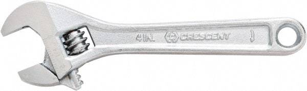 Crescent - 1/2" Jaw Capacity, 4" Standard Adjustable Wrench - Steel, Chrome Finish, 4" OAL - Best Tool & Supply