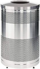 Rubbermaid - 51 Gal Silver Round Decorative Waste Receptacle With Top - Stainless Steel, 902mm High - Best Tool & Supply