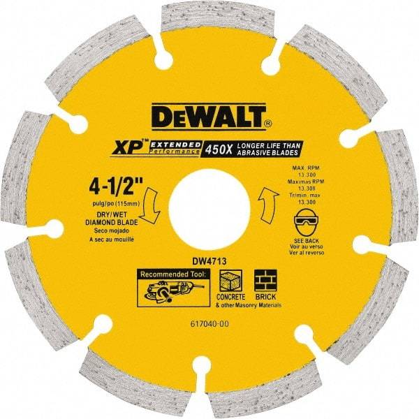 DeWALT - 5" Diam, 7/8" Arbor Hole Diam, 5 Tooth Wet & Dry Cut Saw Blade - Diamond Matrix, General Purpose Action, Standard Round Arbor - Best Tool & Supply