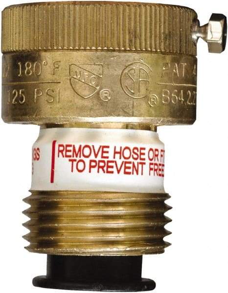 CASH ACME - 3/4" Pipe, 125 Max psi, 2 Color Warning Insulated Brass, Normally Closed Design Vacuum Breaker Valve - Buna-N Seal, Stainless Steel Spring, FNPTF x MNPTF End Connections - Best Tool & Supply