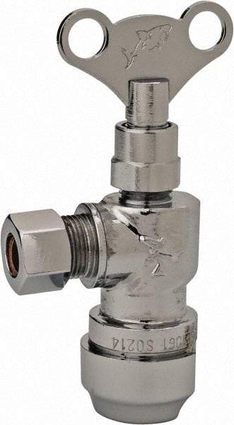 SharkBite - 1/2 & 3/8" Pipe, 200 psi WOG Rating, Brass Angle Stop Valve - Loose Key Handle, Push Fit End Connections, For Potable Water Applications - Best Tool & Supply