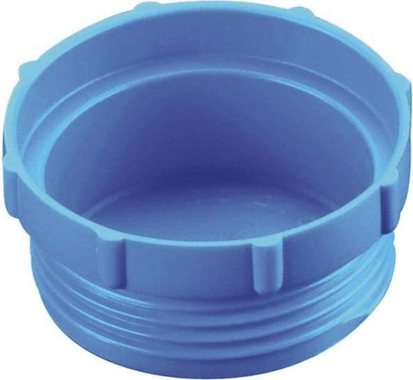 Caplugs - Serrated Round Head, Threaded Plug - 2.12" OD, 51/64" Long, High-Density Polyethylene, Blue - Best Tool & Supply