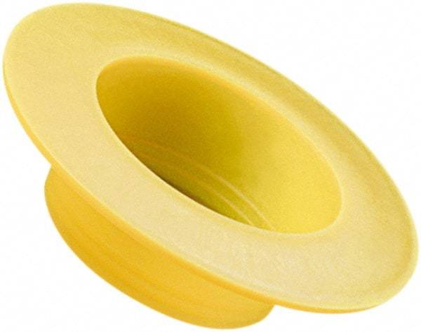 Caplugs - 0.909" ID, Round Head, Tapered Cap/Plug with Flange - 2.61" OD, 21/32" Long, Low-Density Polyethylene, Yellow - Best Tool & Supply