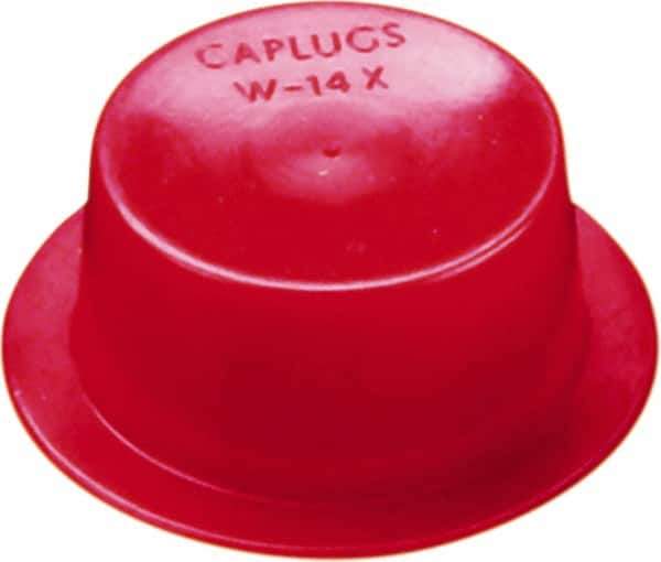 Caplugs - 0.183" ID, Round Head, Tapered Cap/Plug with Flange - 0.62" OD, 23/64" Long, Low-Density Polyethylene, Red - Best Tool & Supply