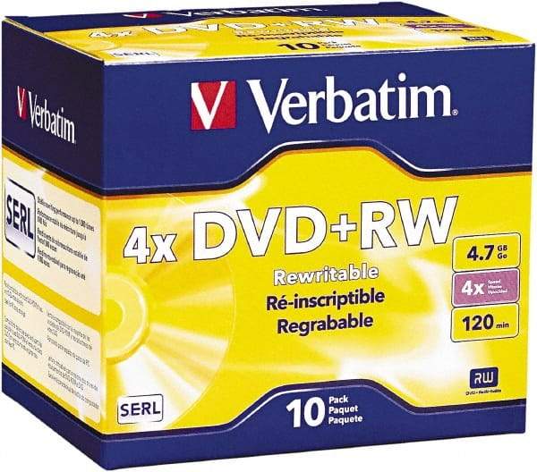 Verbatim - Silver DVD+RW Discs - Use with CD, DVD Drives - Best Tool & Supply