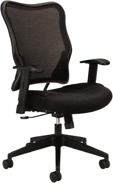 Basyx - 40-1/2" High High Back Chair - 26" Wide x 26-3/8" Deep, Leather Seat, Black - Best Tool & Supply