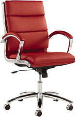 ALERA - 42-1/8" High Mid Back Chair - 24" Wide x 27-1/4" Deep, Leather Seat, Red - Best Tool & Supply